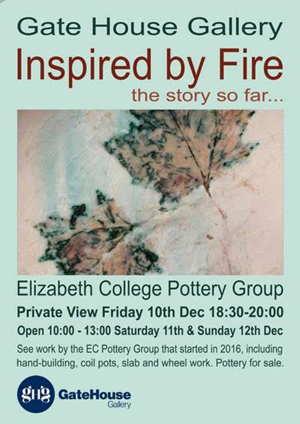 Poster for Inspired by Fire Pottery Exhibition