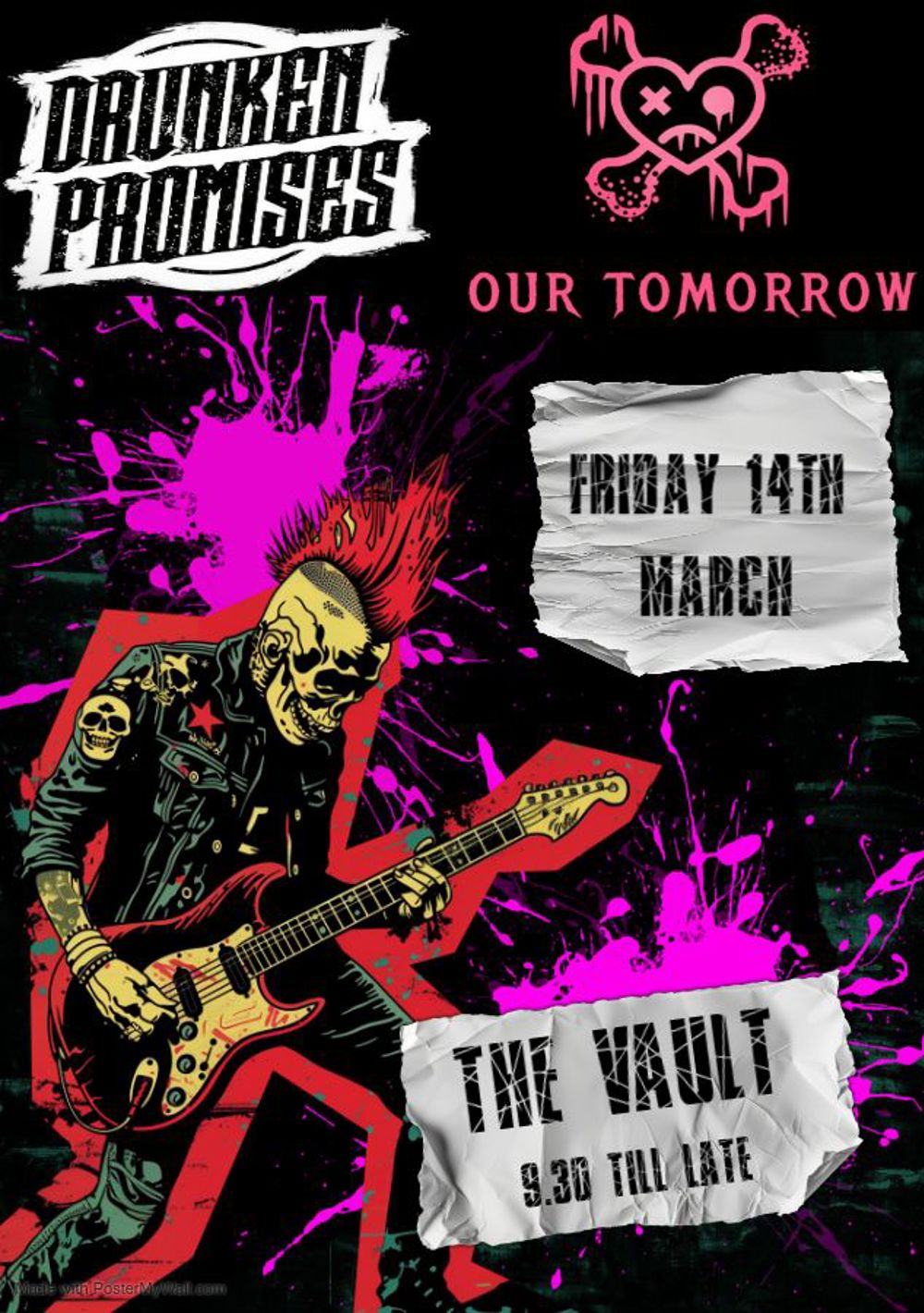 Poster for Our Tomorrow and Drunken Promises at The Vault