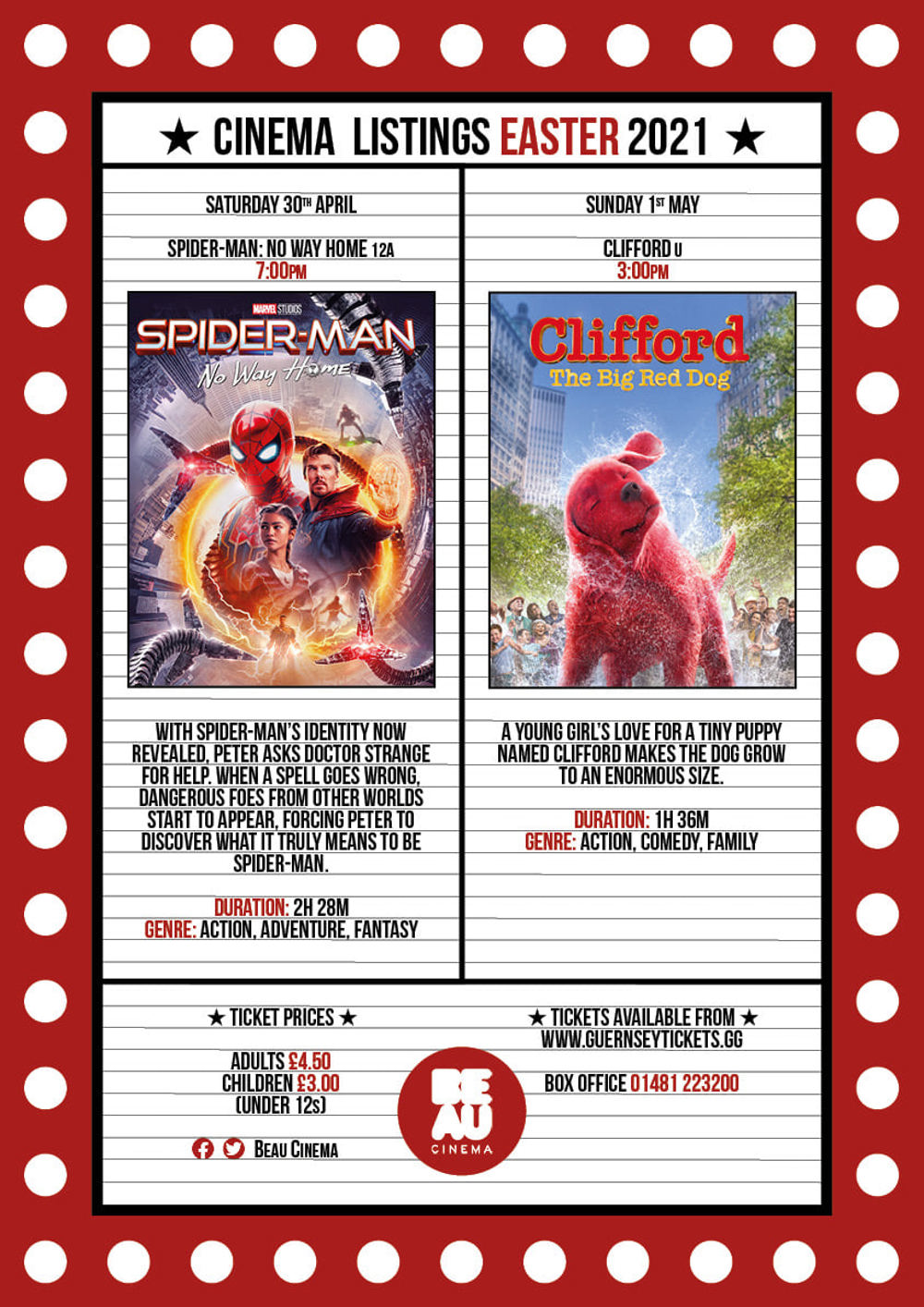 Poster for Beau Cinema presents Clifford The Big Red Dog