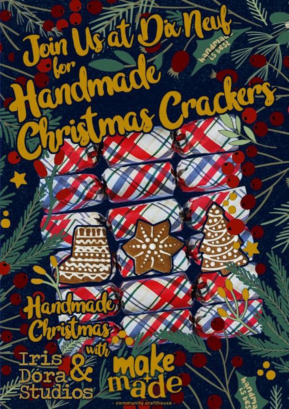 Poster for Christmas Cracker Making at Dix Neuf - Handmade Christmas