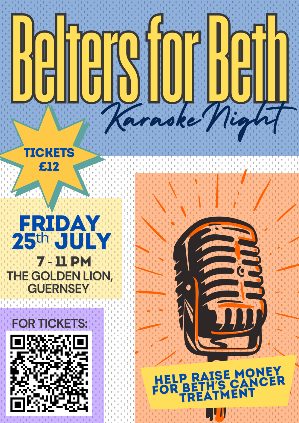 Poster for Belters for Beth Karaoke Night