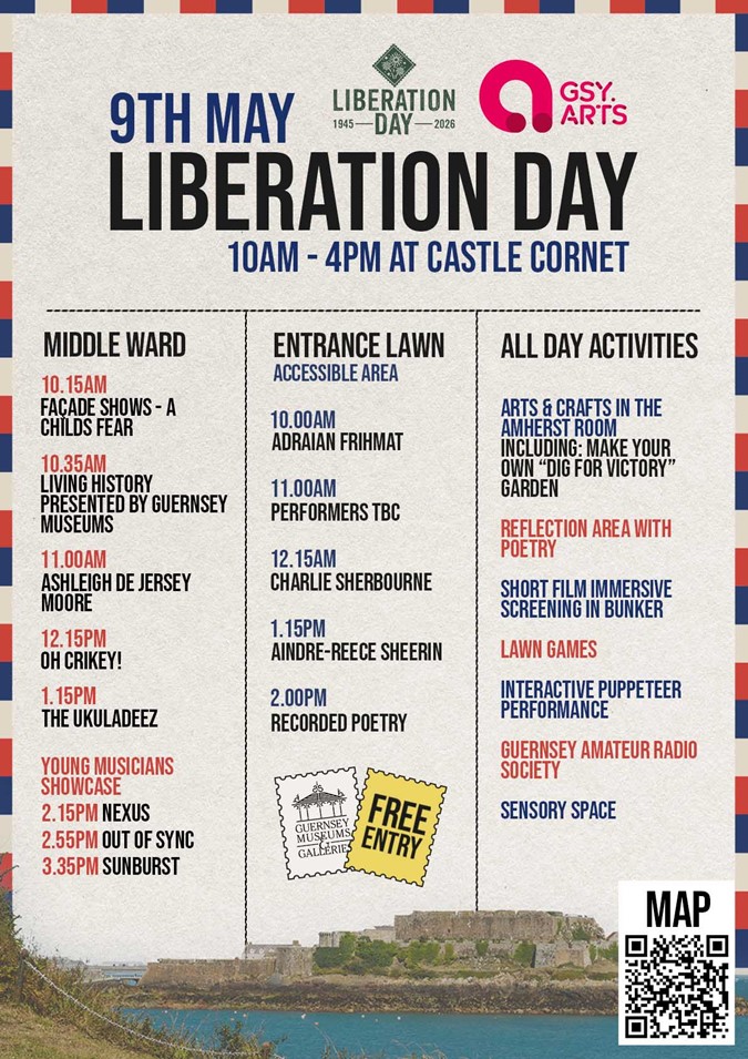 Poster for the Liberation Day at Castle Cornet event